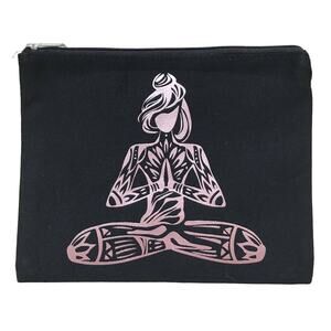 Yoga Girl Black Canvas Pouch 10″ x 7.75" Brand New